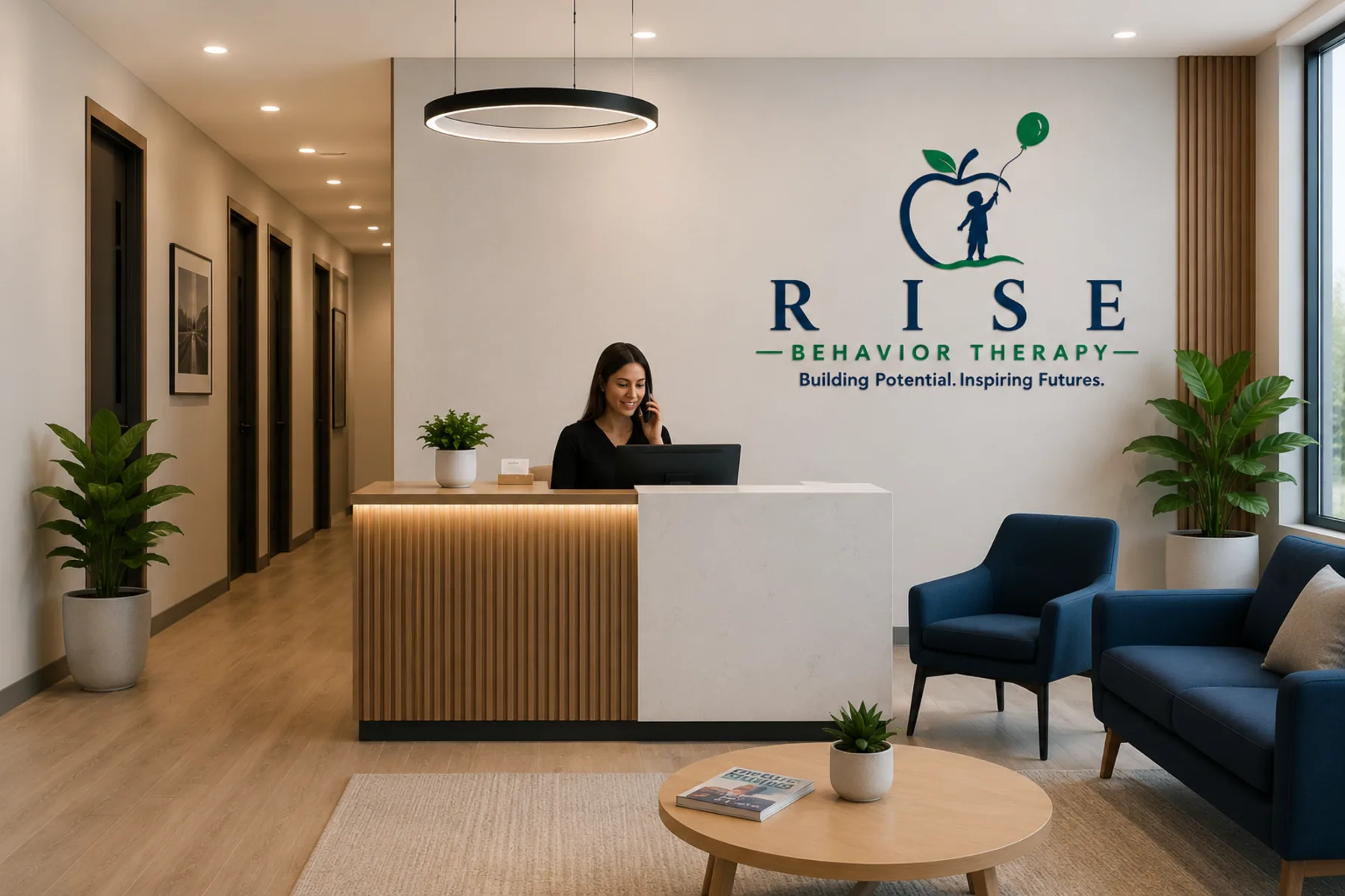 Reception area at the Rise Behavior Therapy clinic in Miami Lakes