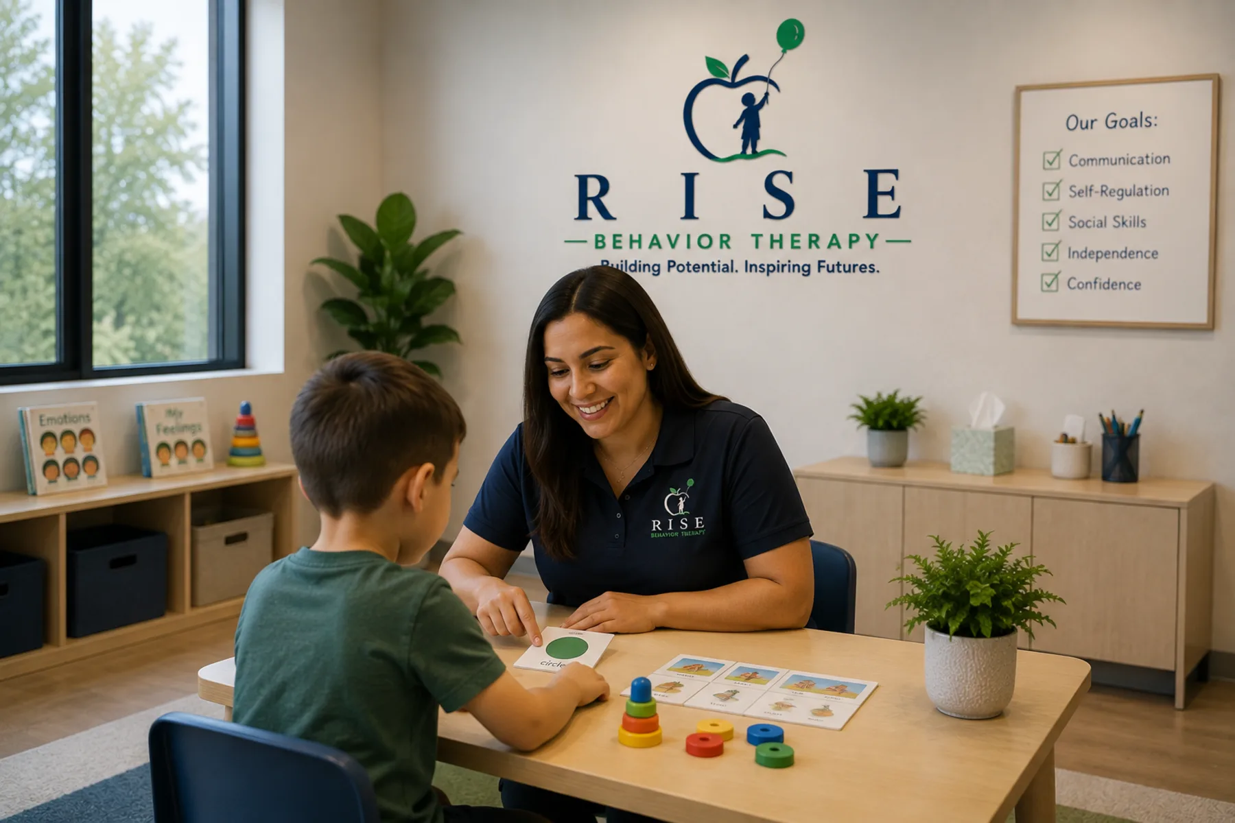 A therapist working one-on-one with a child